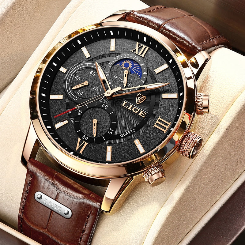 Genuine Leather Waterproof Tourbillon Mechanical Watch For Men 0896