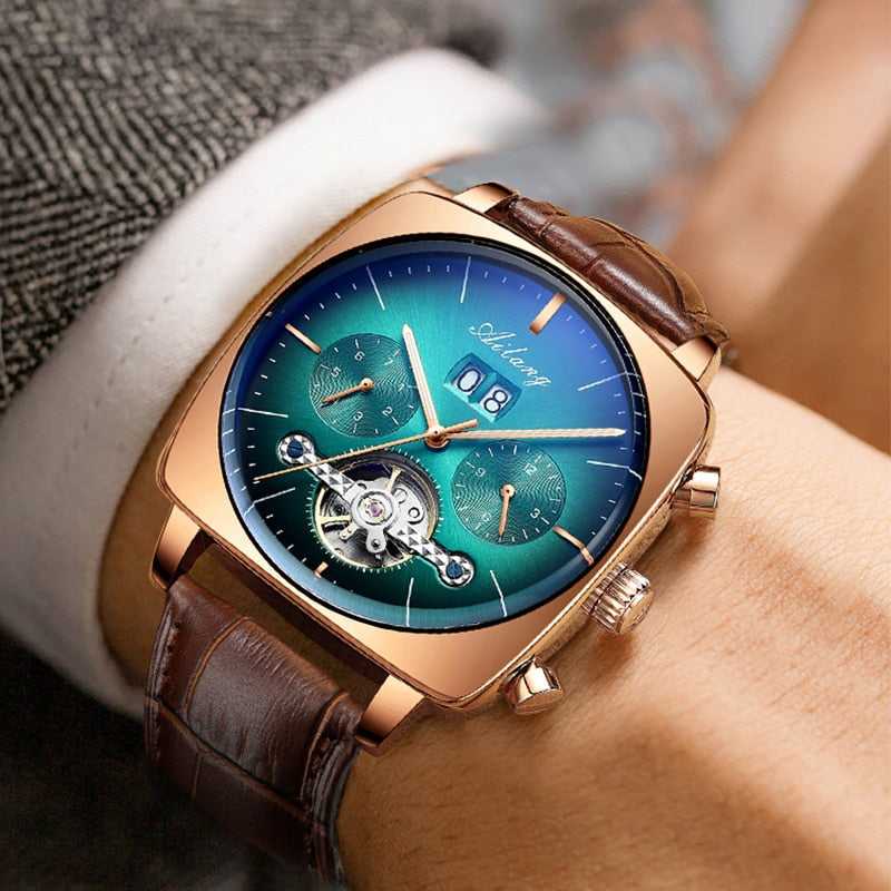 2021AILANG famous brand watch montre automatique luxe chronograph Square Large Dial Watch Hollow Waterproof mens fashion watches