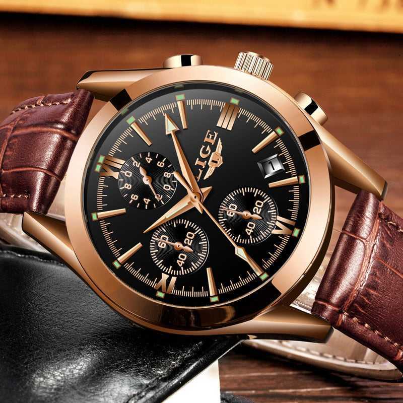 2022 LIGE Watch Men Sport Quartz Fashion Leather Clock Mens Watches Top Brand Luxury Waterproof Business Watch Relogio Masculino