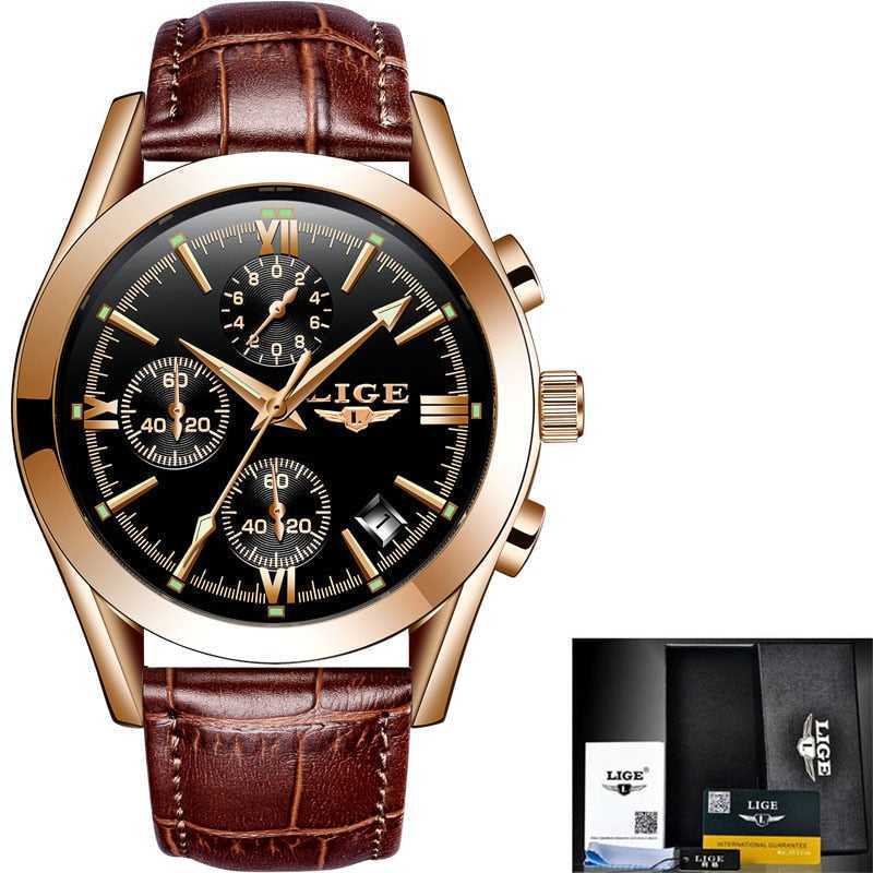 2022 LIGE Watch Men Sport Quartz Fashion Leather Clock Mens Watches Top Brand Luxury Waterproof Business Watch Relogio Masculino