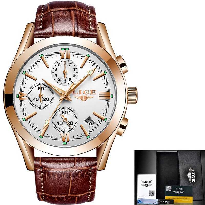2022 LIGE Watch Men Sport Quartz Fashion Leather Clock Mens Watches Top Brand Luxury Waterproof Business Watch Relogio Masculino