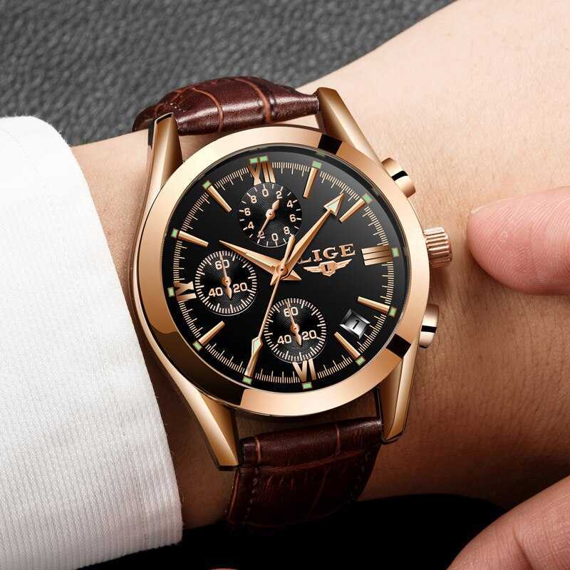 2022 LIGE Watch Men Sport Quartz Fashion Leather Clock Mens Watches Top Brand Luxury Waterproof Business Watch Relogio Masculino