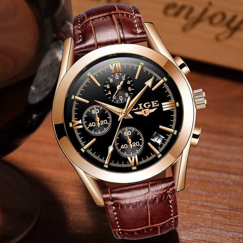 2022 LIGE Watch Men Sport Quartz Fashion Leather Clock Mens Watches Top Brand Luxury Waterproof Business Watch Relogio Masculino