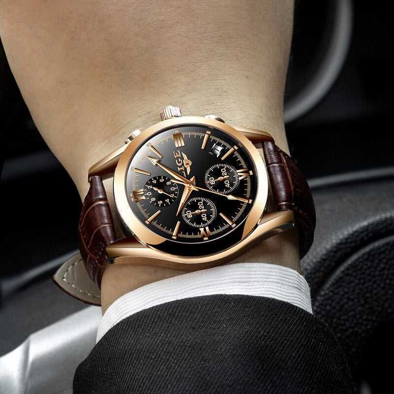 2022 LIGE Watch Men Sport Quartz Fashion Leather Clock Mens Watches Top Brand Luxury Waterproof Business Watch Relogio Masculino