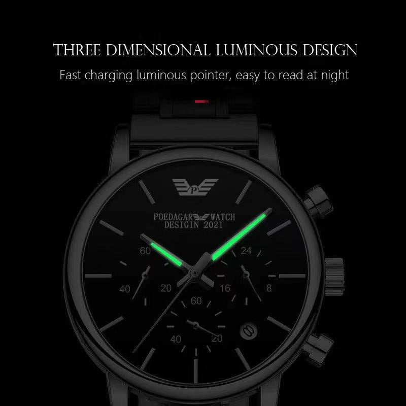 2022 New Fashion Mens Watches with Stainless Steel Top Brand Luxury Sports Chronograph Quartz Watch Men Relogio Masculino