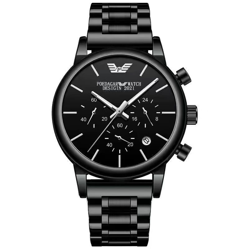 2022 New Fashion Mens Watches with Stainless Steel Top Brand Luxury Sports Chronograph Quartz Watch Men Relogio Masculino