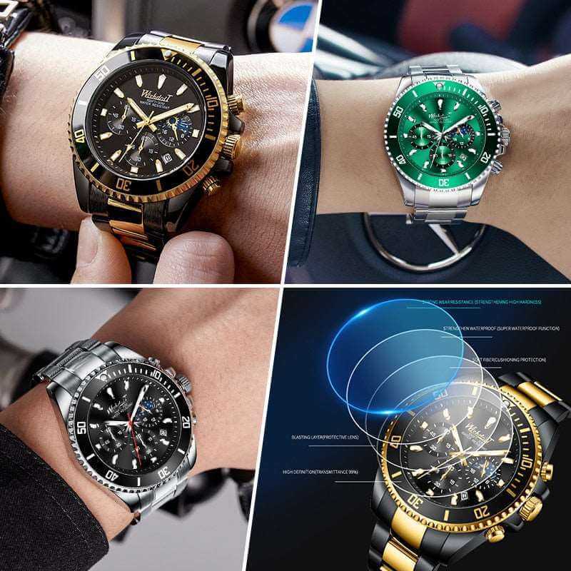 100%Original WISHDOIT Watch for Men TOP Brand Waterproof Sports Stainless Steel Chronograph 2021New Fashion Luxury Wristwatches