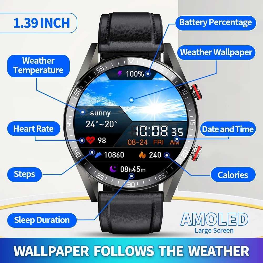454*454 HD Screen Smart Watch Always Display The Time Bluetooth Call Sports Smart Watch Local Music Smartwatch For Mens Android 