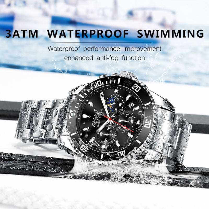 100%Original WISHDOIT Watch for Men TOP Brand Waterproof Sports Stainless Steel Chronograph 2021New Fashion Luxury Wristwatches