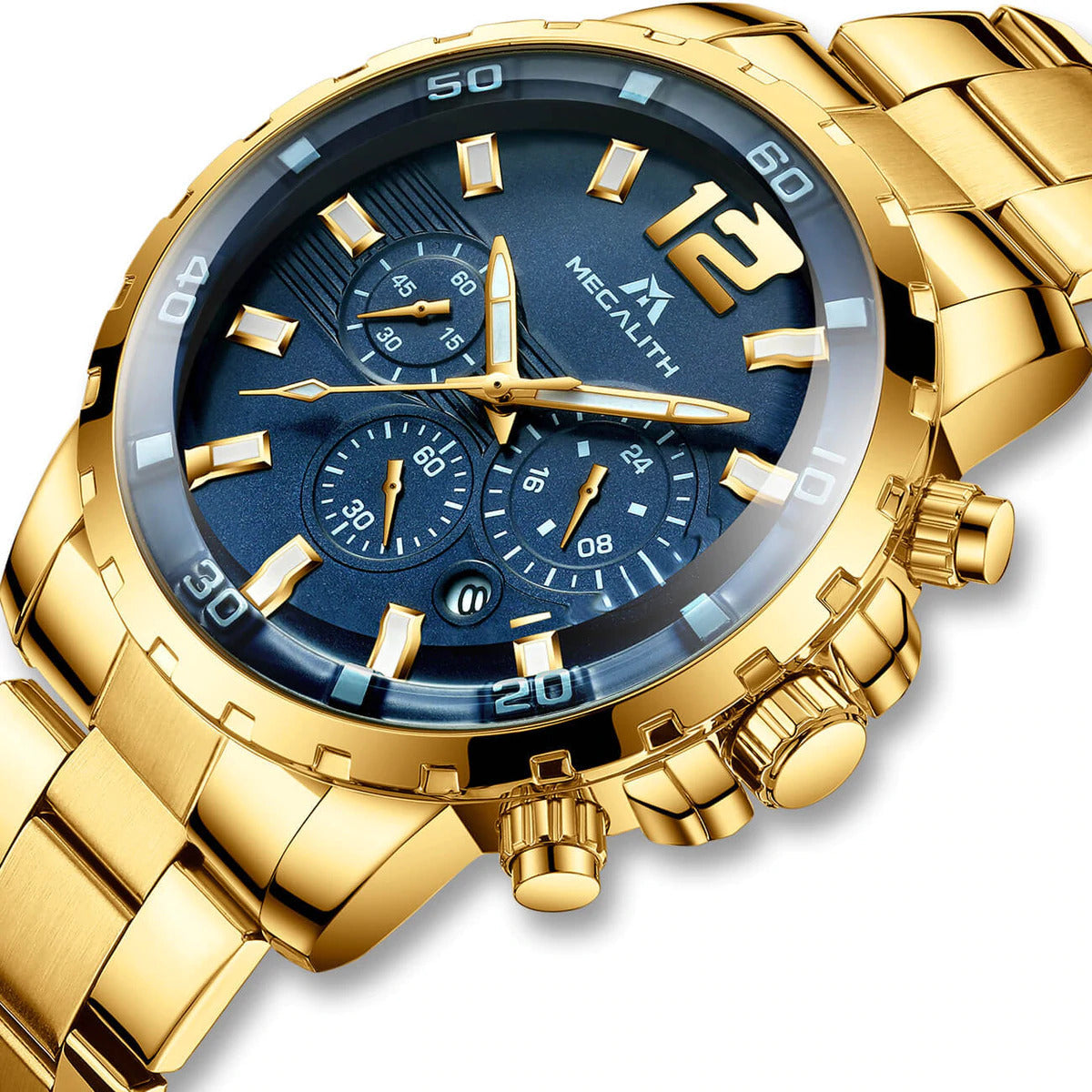 MEGALTH Mens Watches Chronograph Stainless Steel Watch for Men