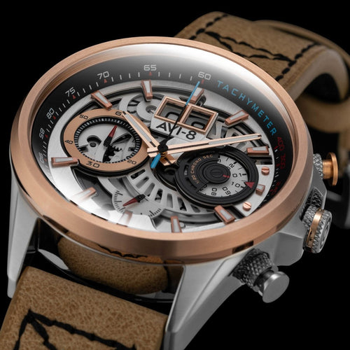 AVI-8 Hawker Harrier II Matador Chronograph Silver Brown