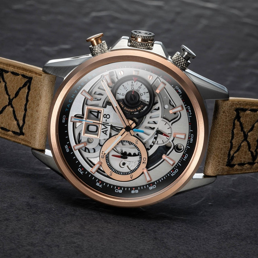 AVI-8 Hawker Harrier II Matador Chronograph Silver Brown