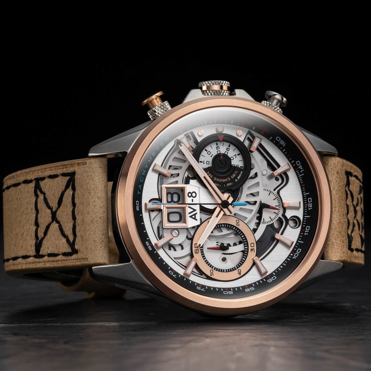 AVI-8 Hawker Harrier II Matador Chronograph Silver Brown