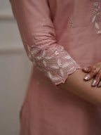 Women Elegant Blush Pink Embroidered Suit with Dupatta Set