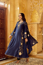 Women Royal Chanderi Anarkali Set - Regal Navy