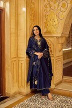 Women Royal Chanderi Anarkali Set - Regal Navy