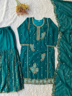 Women Ethnic Embroidered Thread Work Kurta Sharara Set