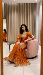 Women Pure Fendy Silk Embroidered Sharara Set