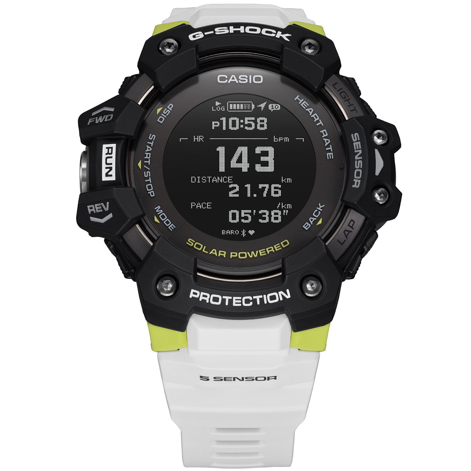 G-Shock GBDH1000 Heart-Rate Monitor Smartwatch White Neon