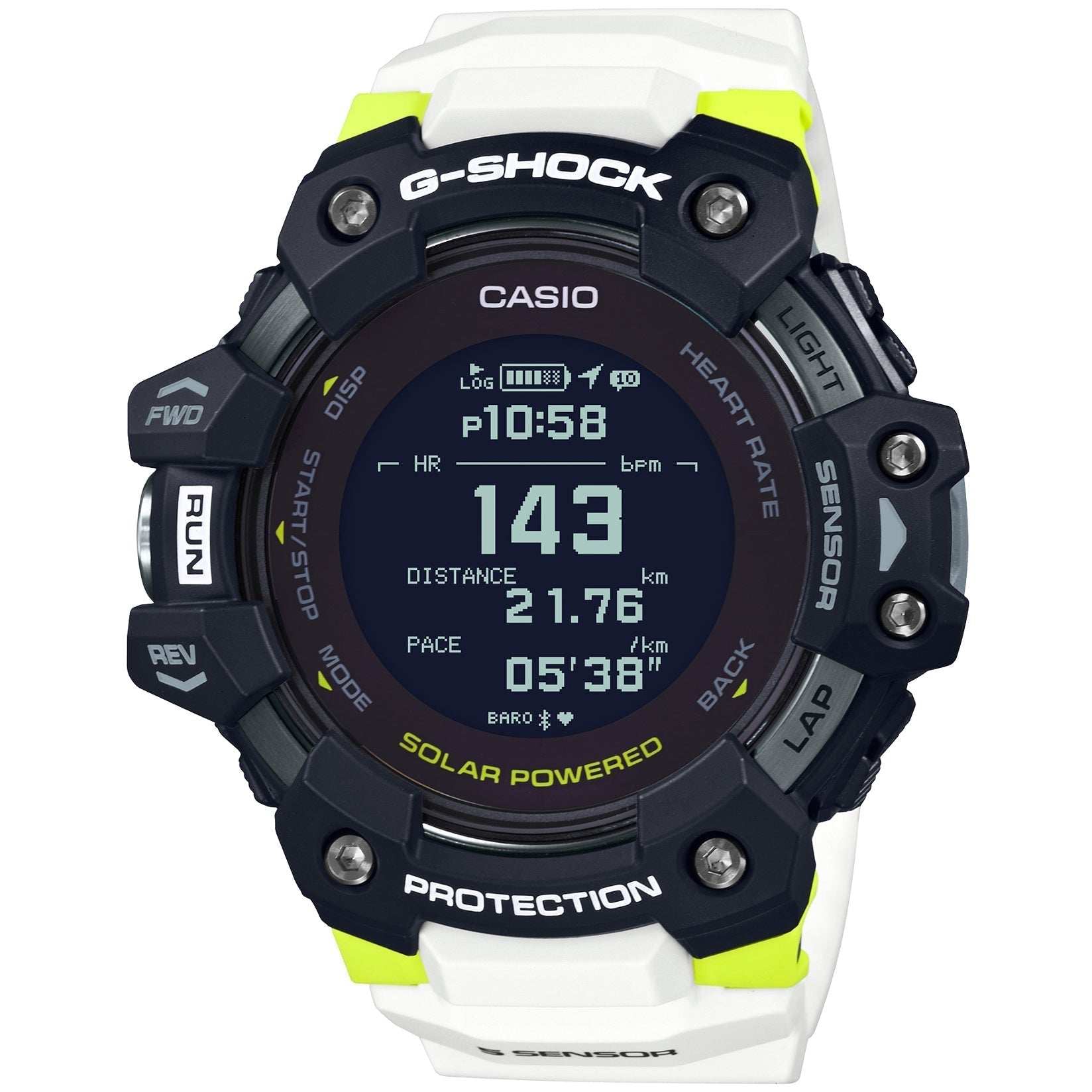 G-Shock GBDH1000 Heart-Rate Monitor Smartwatch White Neon