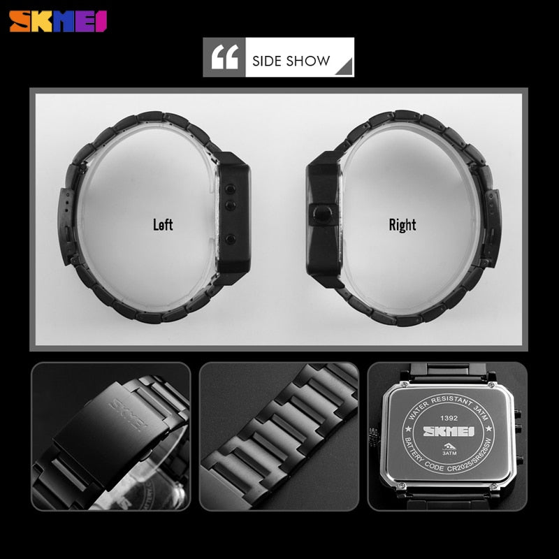 SKMEI Men's Watch Sport Digital Quartz Wristwatches Brand Luxury Waterproof Stainless Steel Strap Male Clock Relogio Masculino