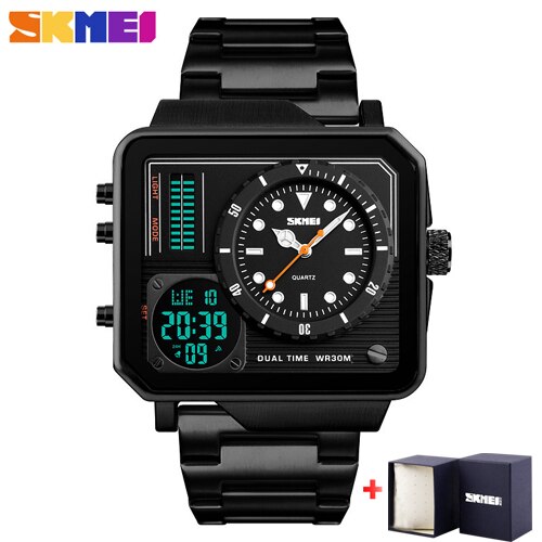 SKMEI Men's Watch Sport Digital Quartz Wristwatches Brand Luxury Waterproof Stainless Steel Strap Male Clock Relogio Masculino