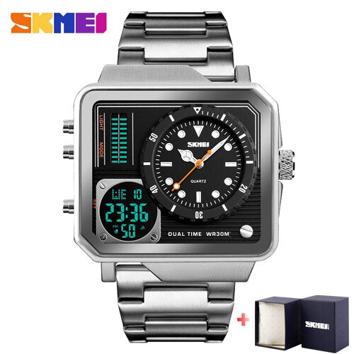 SKMEI Men's Watch Sport Digital Quartz Wristwatches Brand Luxury Waterproof Stainless Steel Strap Male Clock Relogio Masculino