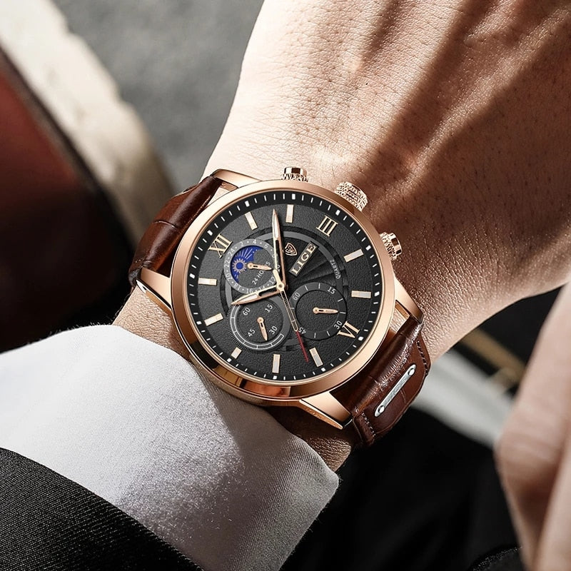 Genuine Leather Waterproof Tourbillon Mechanical Watch For Men 0896