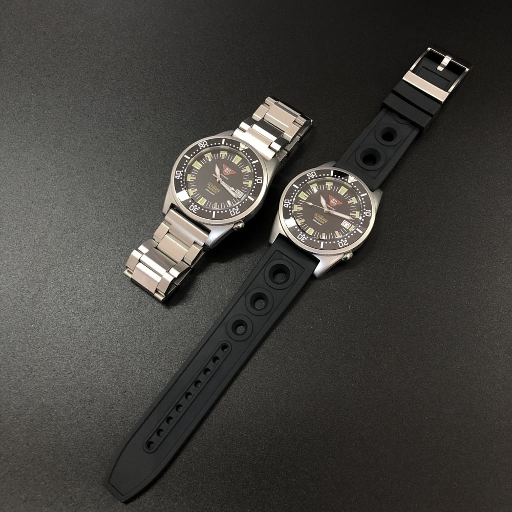 dive watch for men,STEELDIVE mens automatic wrist watches 200m waterproof mechanical wristwatch C3 luminous ceramic bezel clock