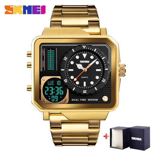 SKMEI Men's Watch Sport Digital Quartz Wristwatches Brand Luxury Waterproof Stainless Steel Strap Male Clock Relogio Masculino