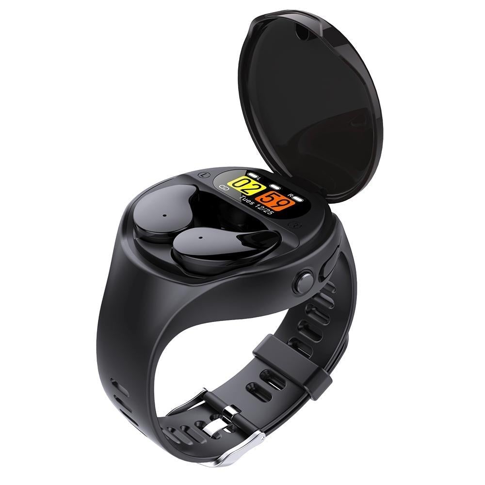 New wearable earphones devices smart watch with wireless earbuds
