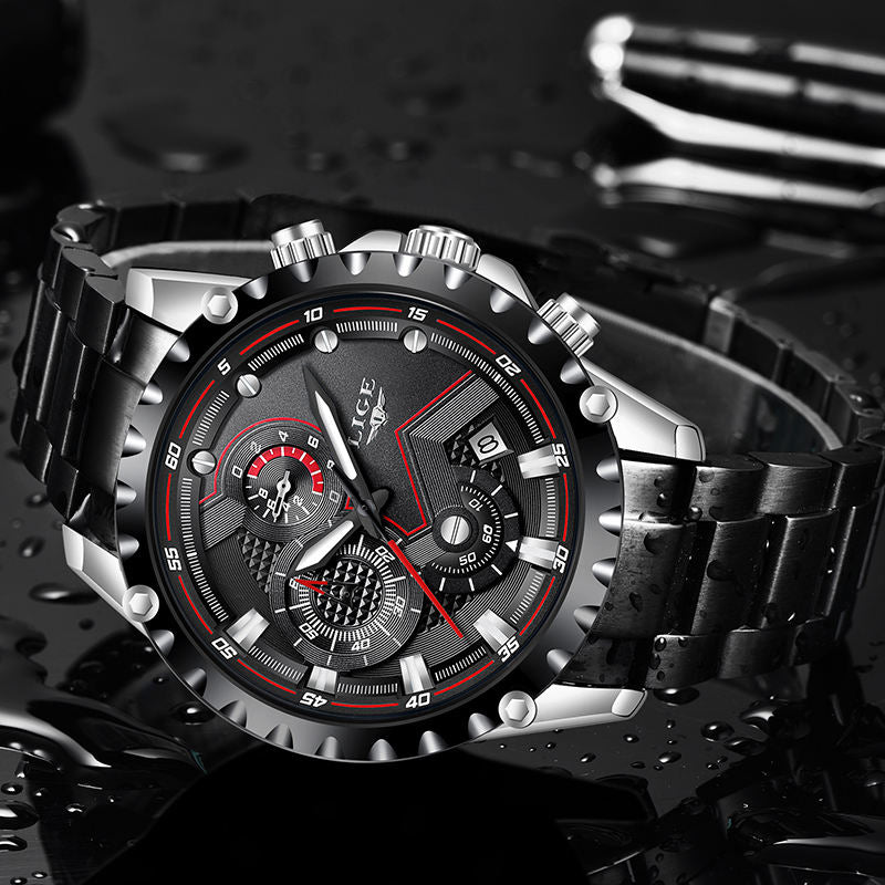 Stylish Date Clock Men Quartz Sport Watch Stainless Steel Waterproof Watch