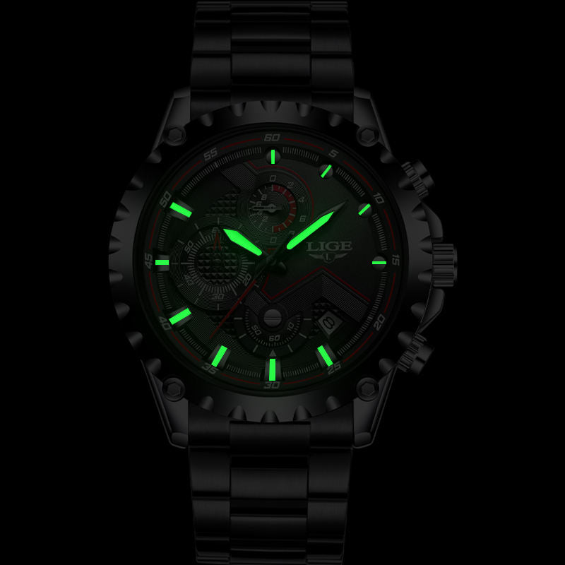 Stylish Date Clock Men Quartz Sport Watch Stainless Steel Waterproof Watch