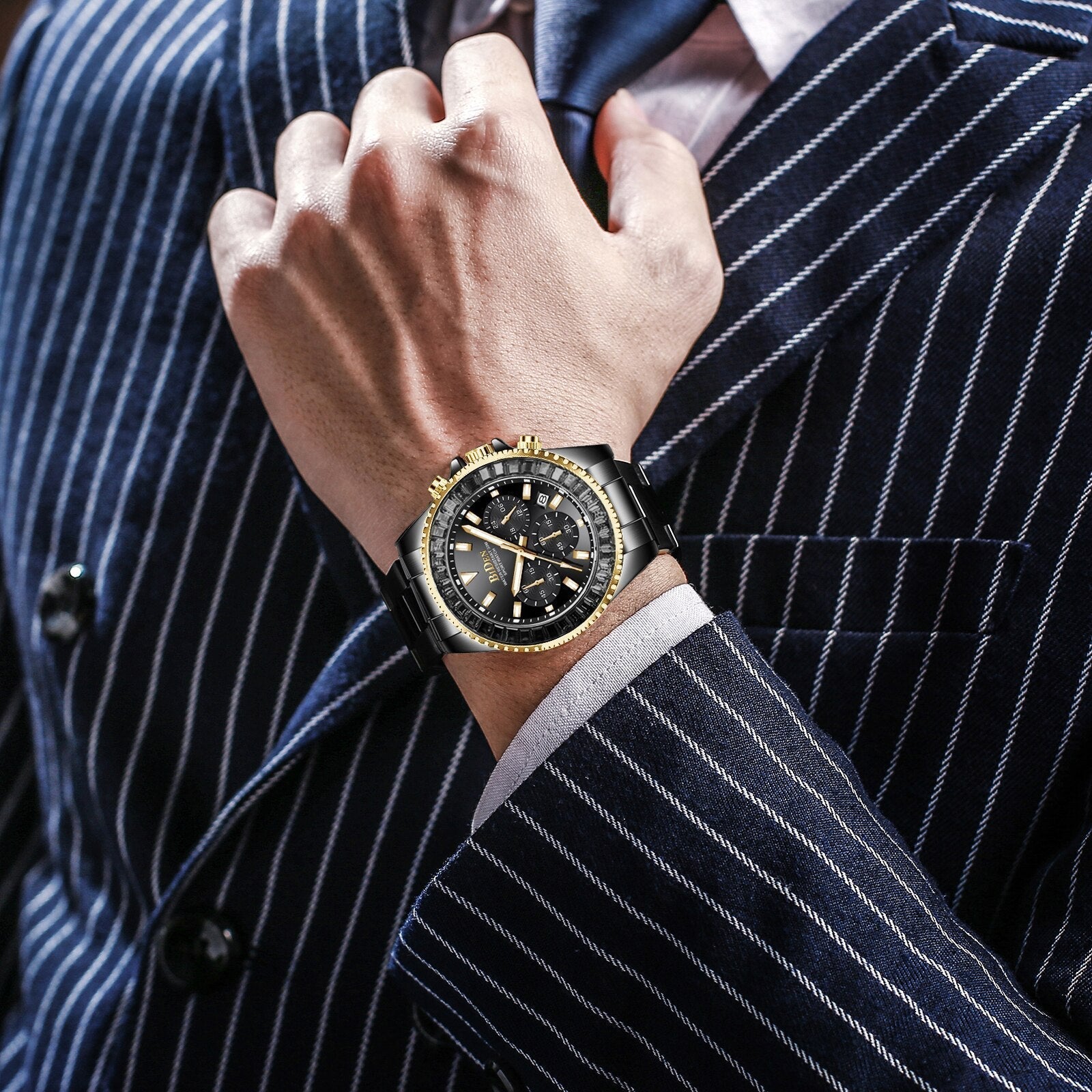 Hot Sale Automatic Date Mens Watches New Bezel Rainbow Diamonds Luxury Style Quartz Watch Stainless Steel Chronograph AAA Clocks