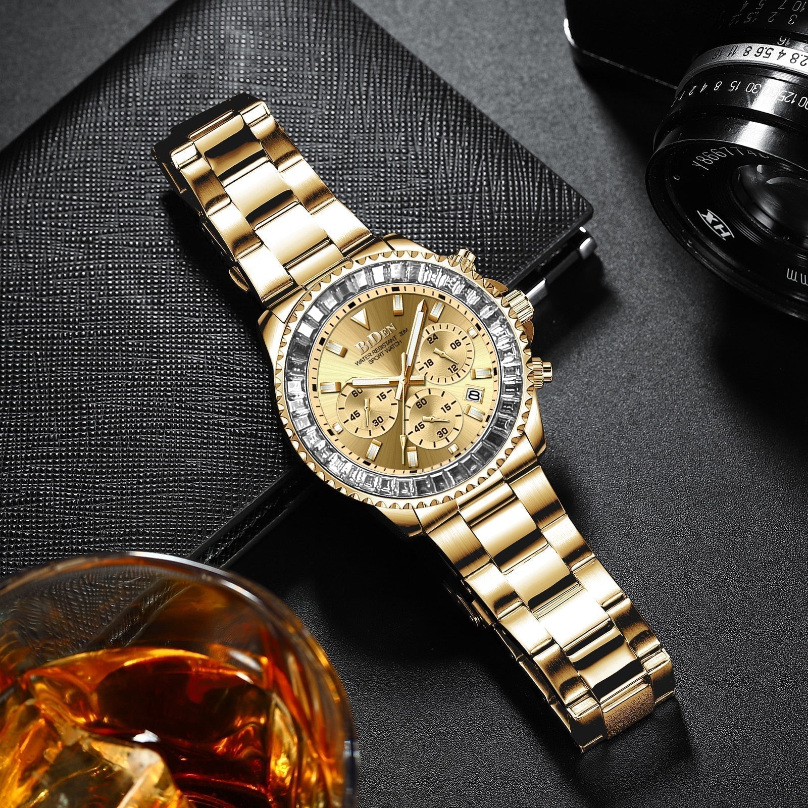 Hot Sale Automatic Date Mens Watches New Bezel Rainbow Diamonds Luxury Style Quartz Watch Stainless Steel Chronograph AAA Clocks