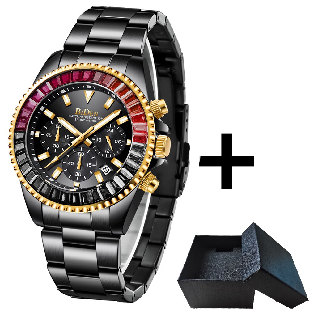 Hot Sale Automatic Date Mens Watches New Bezel Rainbow Diamonds Luxury Style Quartz Watch Stainless Steel Chronograph AAA Clocks