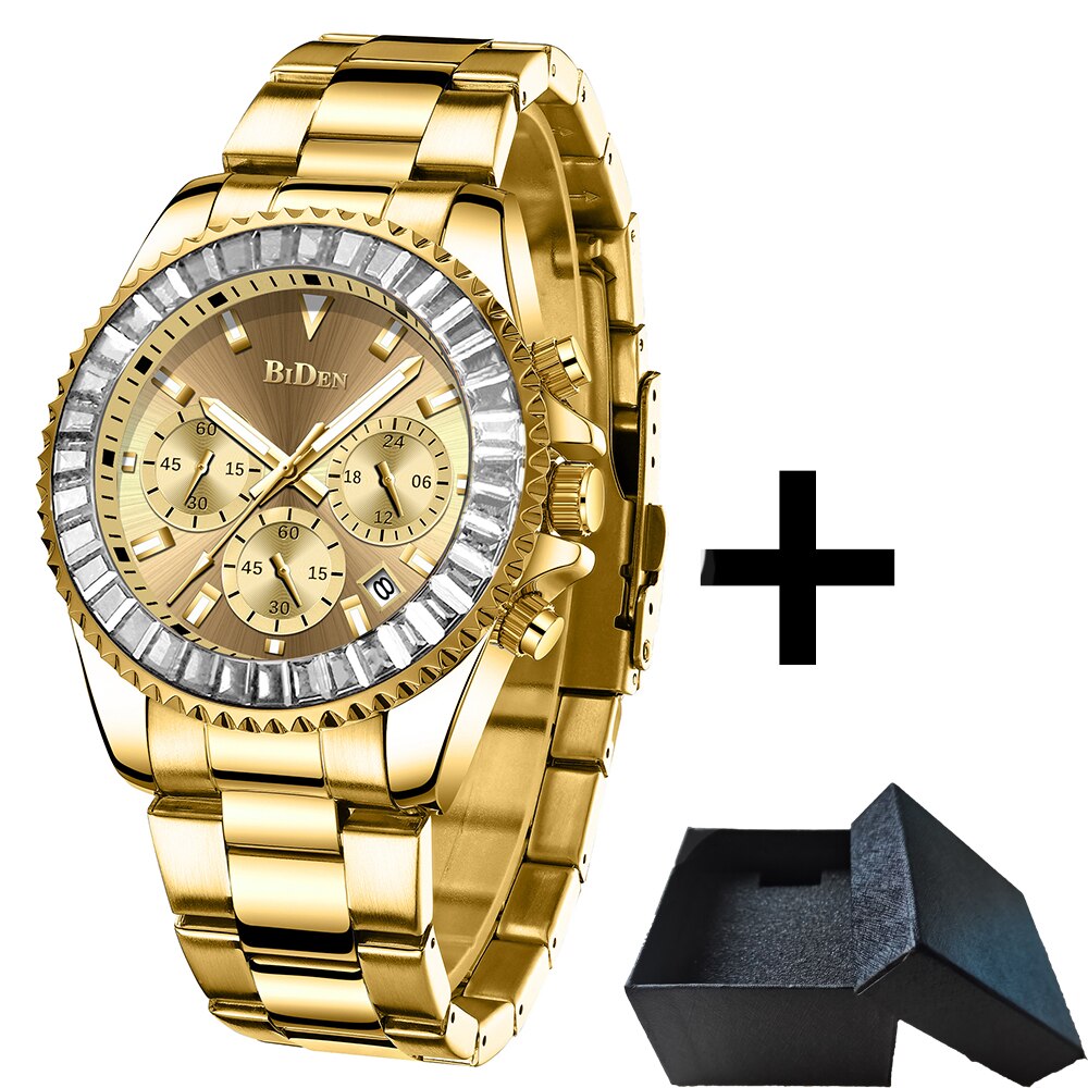 Hot Sale Automatic Date Mens Watches New Bezel Rainbow Diamonds Luxury Style Quartz Watch Stainless Steel Chronograph AAA Clocks