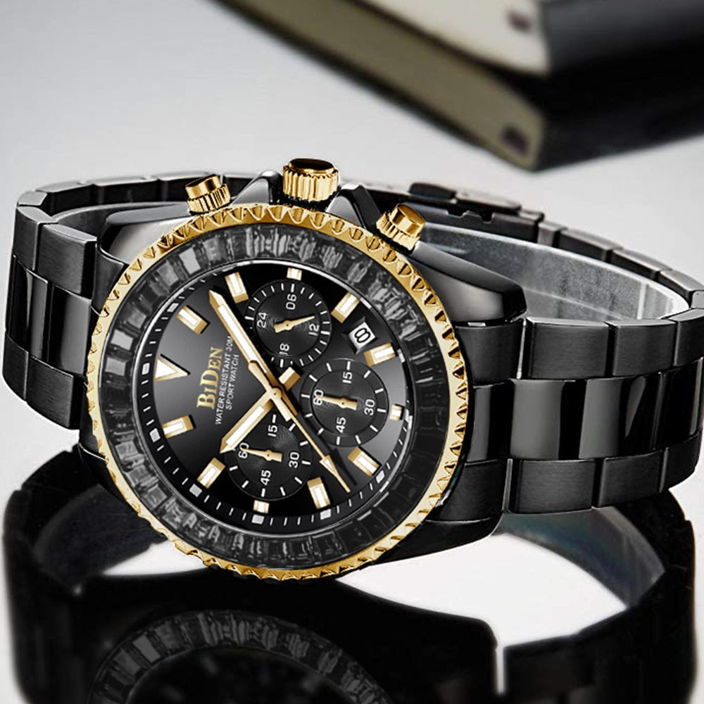 Hot Sale Automatic Date Mens Watches New Bezel Rainbow Diamonds Luxury Style Quartz Watch Stainless Steel Chronograph AAA Clocks