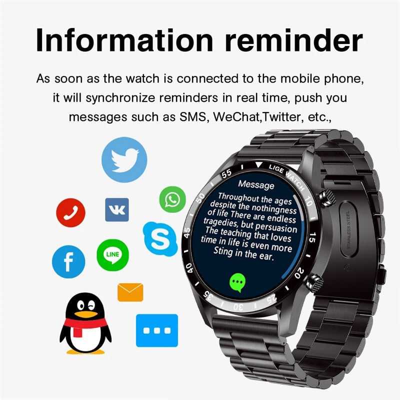 LIGE 2022 New Smart Watch Men Bluetooth Call Watch IP67 Waterproof Sports Fitness Watch For Android IOS Men Smart Watch 2022+Box
