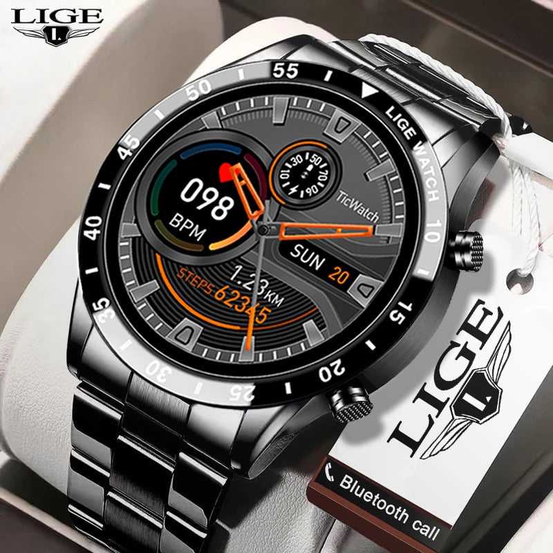 LIGE 2022 New Smart Watch Men Bluetooth Call Watch IP67 Waterproof Sports Fitness Watch For Android IOS Men Smart Watch 2022+Box