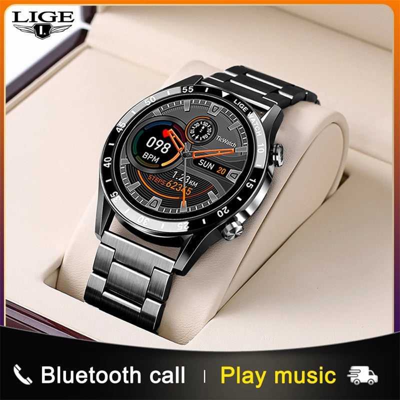 LIGE 2022 New Smart Watch Men Bluetooth Call Watch IP67 Waterproof Sports Fitness Watch For Android IOS Men Smart Watch 2022+Box