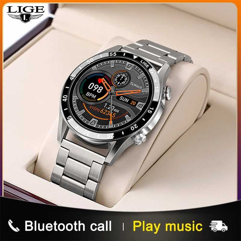 LIGE 2022 New Smart Watch Men Bluetooth Call Watch IP67 Waterproof Sports Fitness Watch For Android IOS Men Smart Watch 2022+Box
