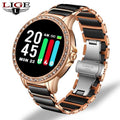 LIGE Diamond Smart watch Ladies smartwatch Women Blood Pressure Heart Rate Monitor Fitness Tracker 2020 New Fashion Sports Watch