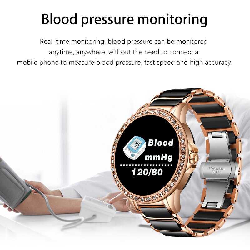 LIGE Diamond Smart watch Ladies smartwatch Women Blood Pressure Heart Rate Monitor Fitness Tracker 2020 New Fashion Sports Watch