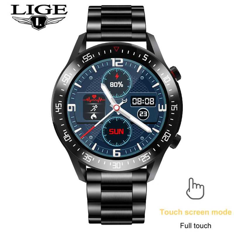 LIGE New Smart watch Men Full touch Screen Sports Fitness watch IP68 waterproof Bluetooth Suitable For Android ios Smart watch