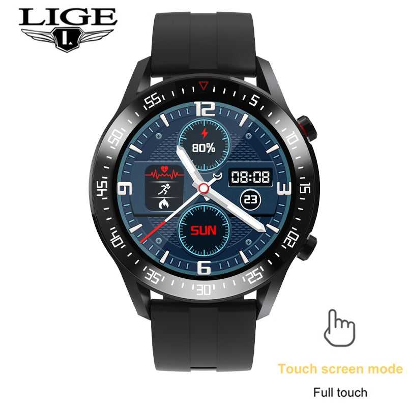 LIGE New Smart watch Men Full touch Screen Sports Fitness watch IP68 waterproof Bluetooth Suitable For Android ios Smart watch