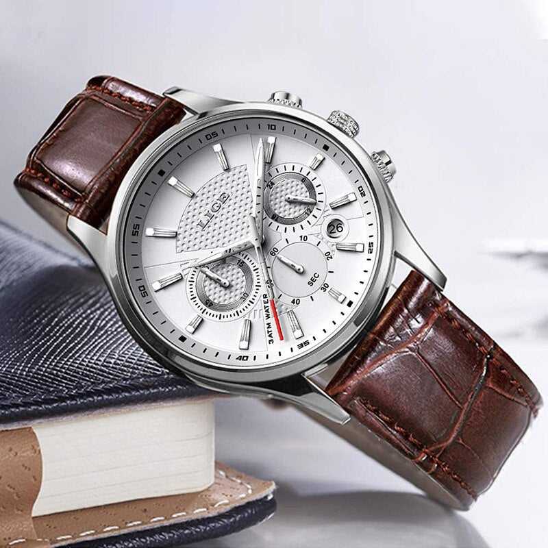 Mens Watches LIGE Clock Fashion Sports Quartz Wrist Watch Man Top Brand Leather Military Waterproof Date Watch Relogio Masculino