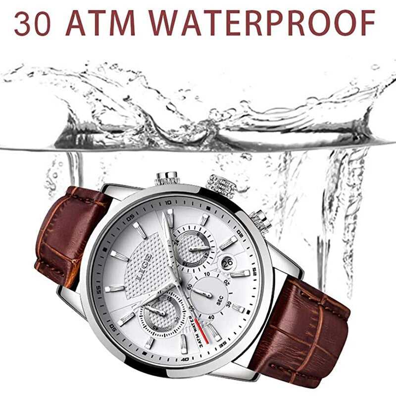 Mens Watches LIGE Clock Fashion Sports Quartz Wrist Watch Man Top Brand Leather Military Waterproof Date Watch Relogio Masculino