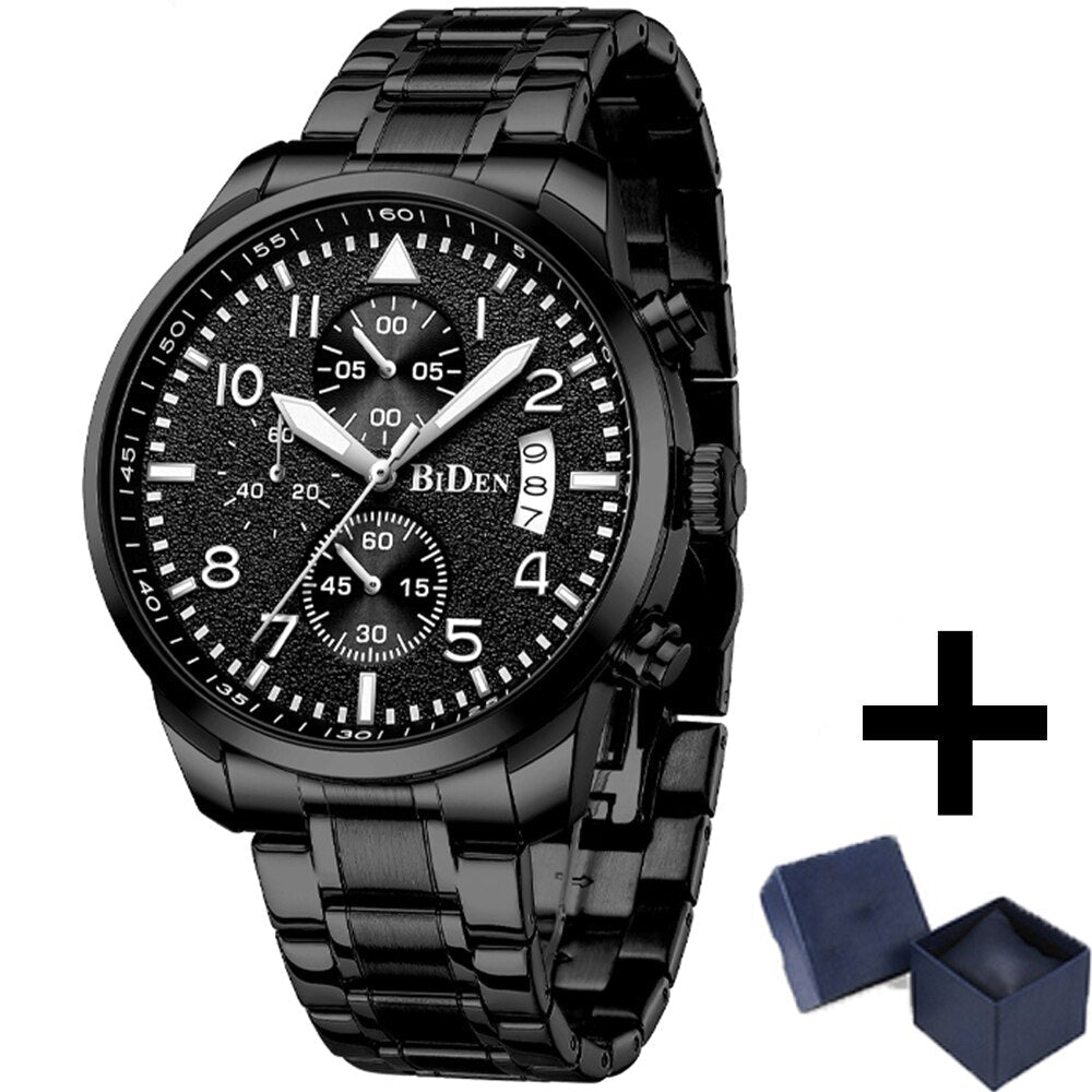 New Stellar Series Quartz  Movement Mens Watch Steel Strap Calendar Multi-function Luminous Needle Top Brand Chronograph Relogio