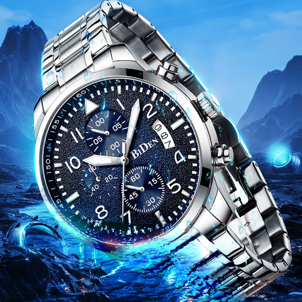 New Stellar Series Quartz  Movement Mens Watch Steel Strap Calendar Multi-function Luminous Needle Top Brand Chronograph Relogio
